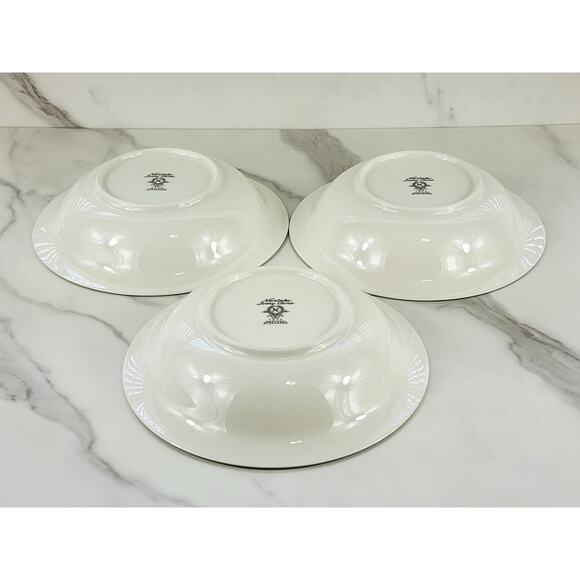 Noritake Prelude Soup Bowl 7 1/2" Ivory China Silver Trim #7570 Japan x3 Vintage - Picture 11 of 15